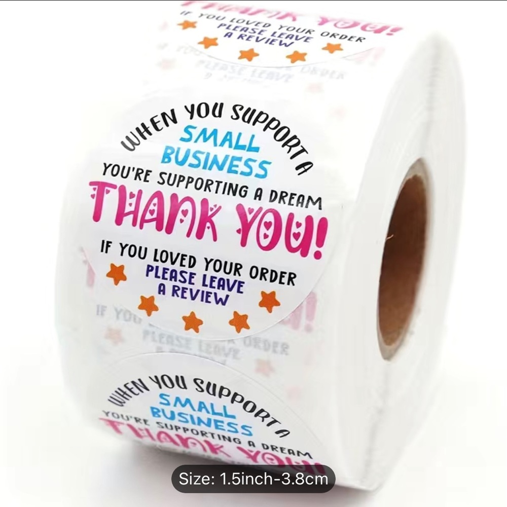 NEW 500 Roll of 1-1/2” Thank You Stickers